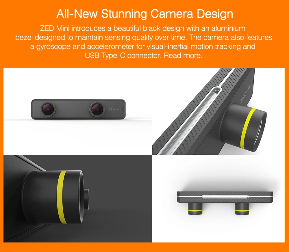 ZED Mini Stereo Camera Built-in 6DoF IMU HD AR/VR Depth Sensing For Augmented Re