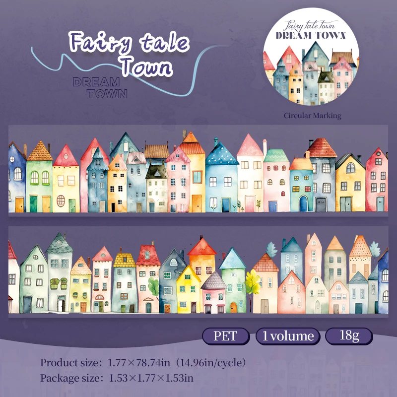 PET Tapes for Scrapbooking and Journaling - Dream Town House Design, 45mm x 2m
