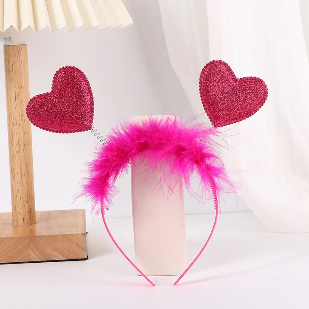 Confetti Hair Hoop Red Love Headband Headband Glasses Love Heart Shaped Headband Red Peach Heart Red Valentines Day Headdress