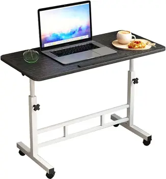 Height Adjustable Computer Desk with Wheels - Mobile Standing Desk - Ergonomic Standing Desk - Overbed Side Table, Standing Seat