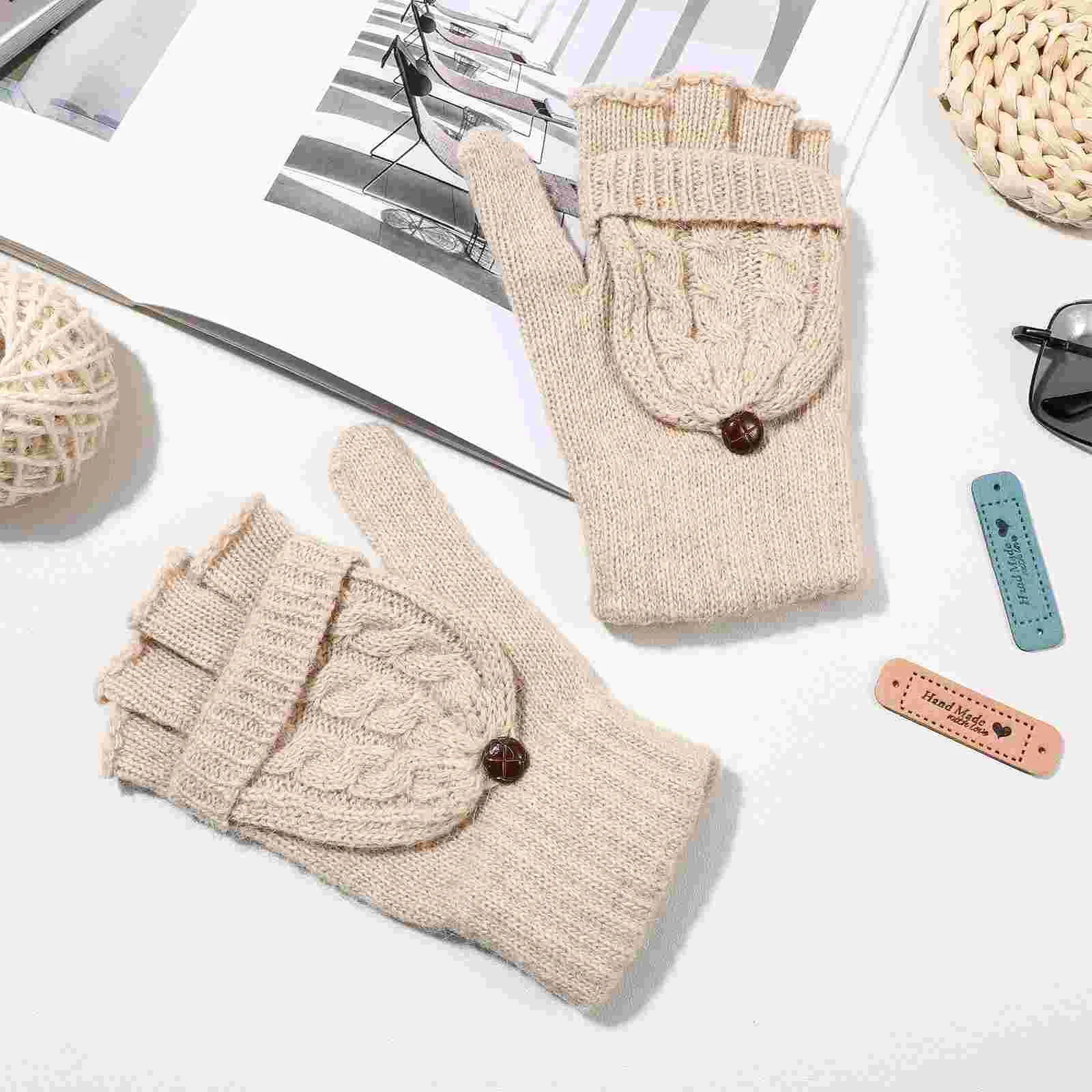 

Mittens for Women Cold Winter Finger Gloves Warm Convertible Hand Warmer Women's