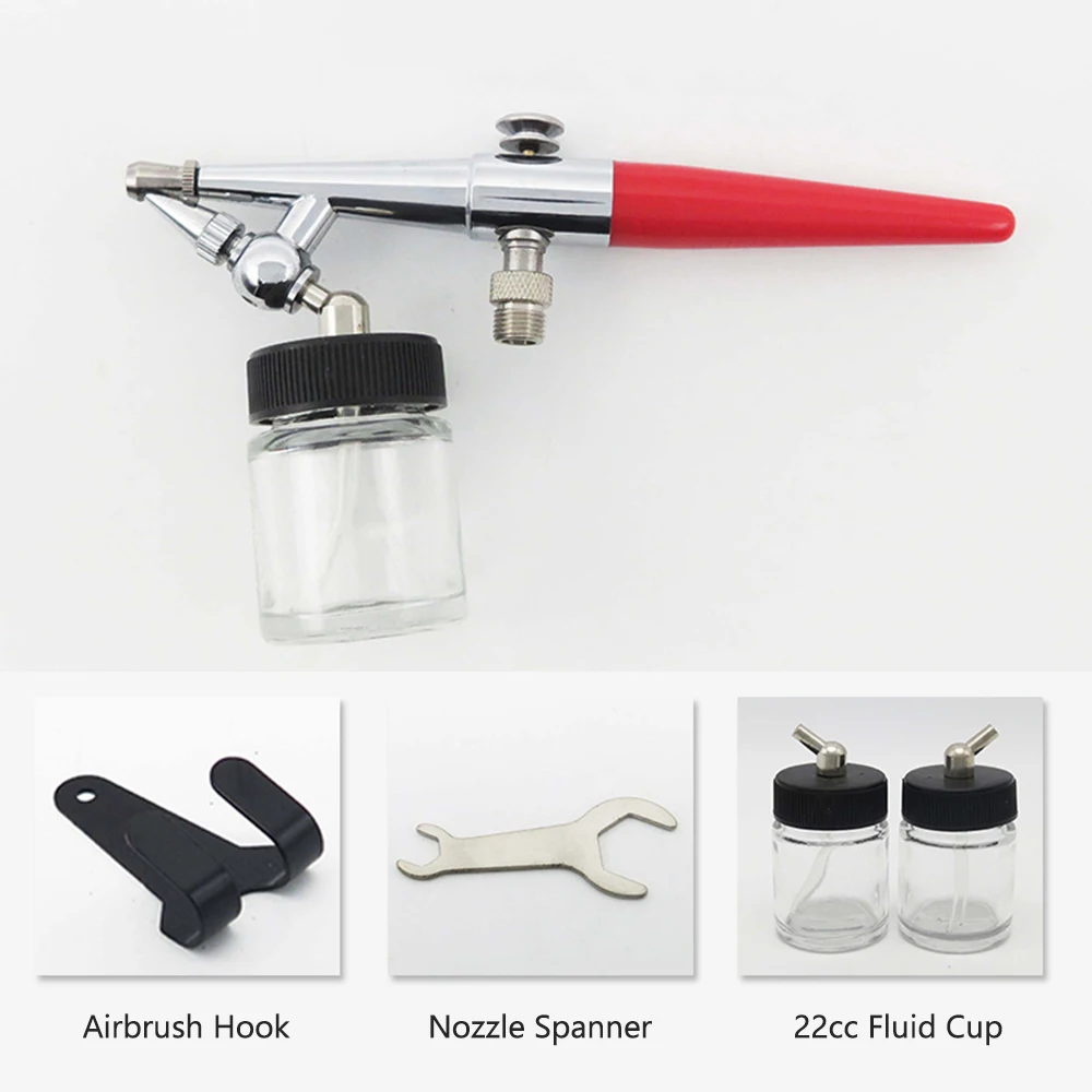 SAGUD Airbrush Kit 0.3mm Dual-Action Side Feed Airbrush with A 1/3 oz. Gravity Fluid Cup and A 3/4 oz. Siphon Bottle - Extra 0.2mm & 0.5mm Nozzles