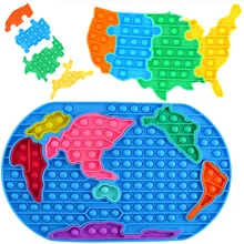 

Big Size Bubble Fidget Toy Adult Antistress Toys Children Educational Gifts Assembled World Map And Us Map Silicone Popper Game