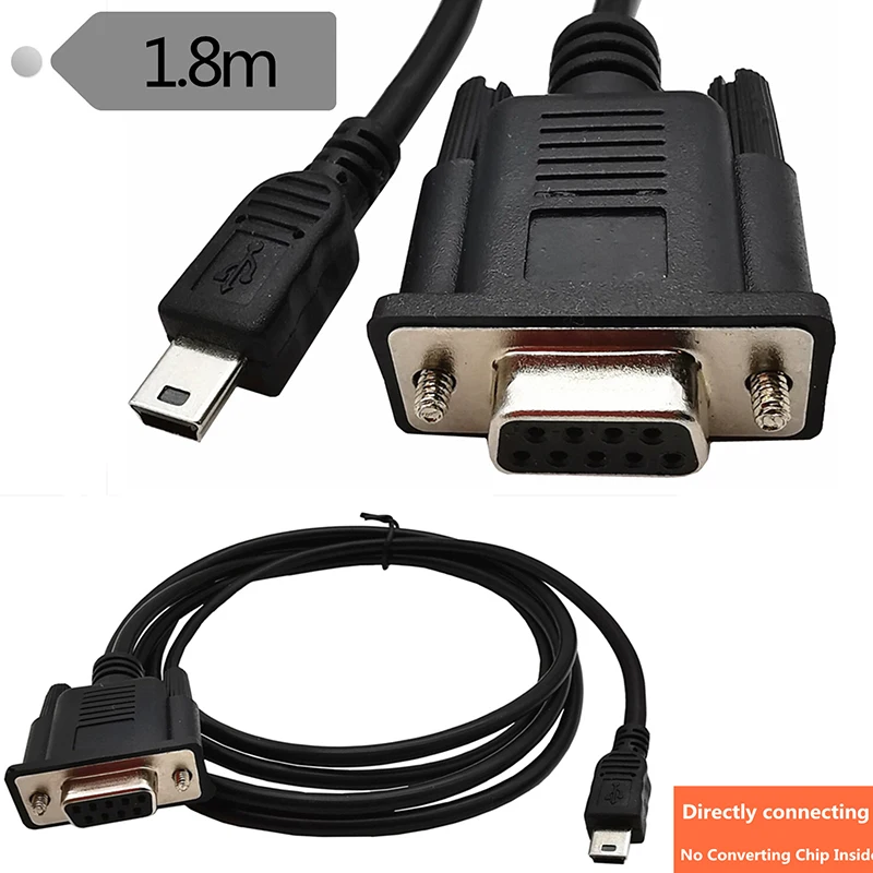 

Straight end MINIUSB5P DB9 female to mini usb5P RS232 female to T-port adapter cable1.8m