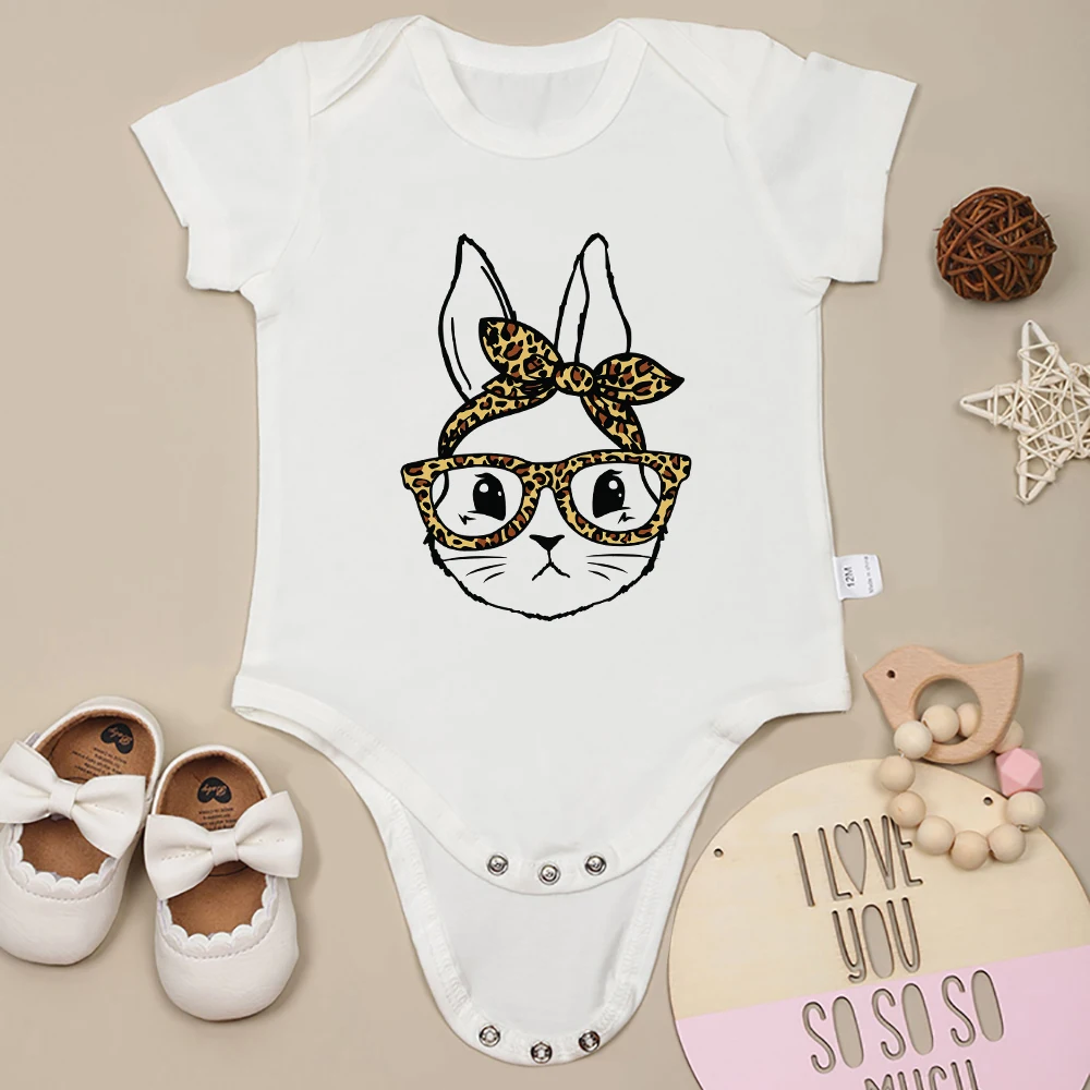 

Cute Rabbit Baby Girl Clothes Romper Fashion Kawaii Harajuku Streetwear Casual Toddler Jumpsuit Short Sleeve Cotton Crew Neck