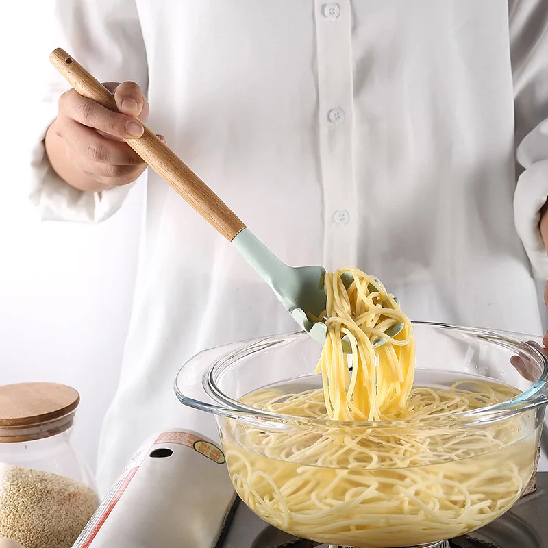 Silicone Kitchen Utensils Set Non-Stick Cookware for Kitchen Wooden Handle Spatula Egg Beaters Kitchenware Accessories 12PCS kitchen utensils