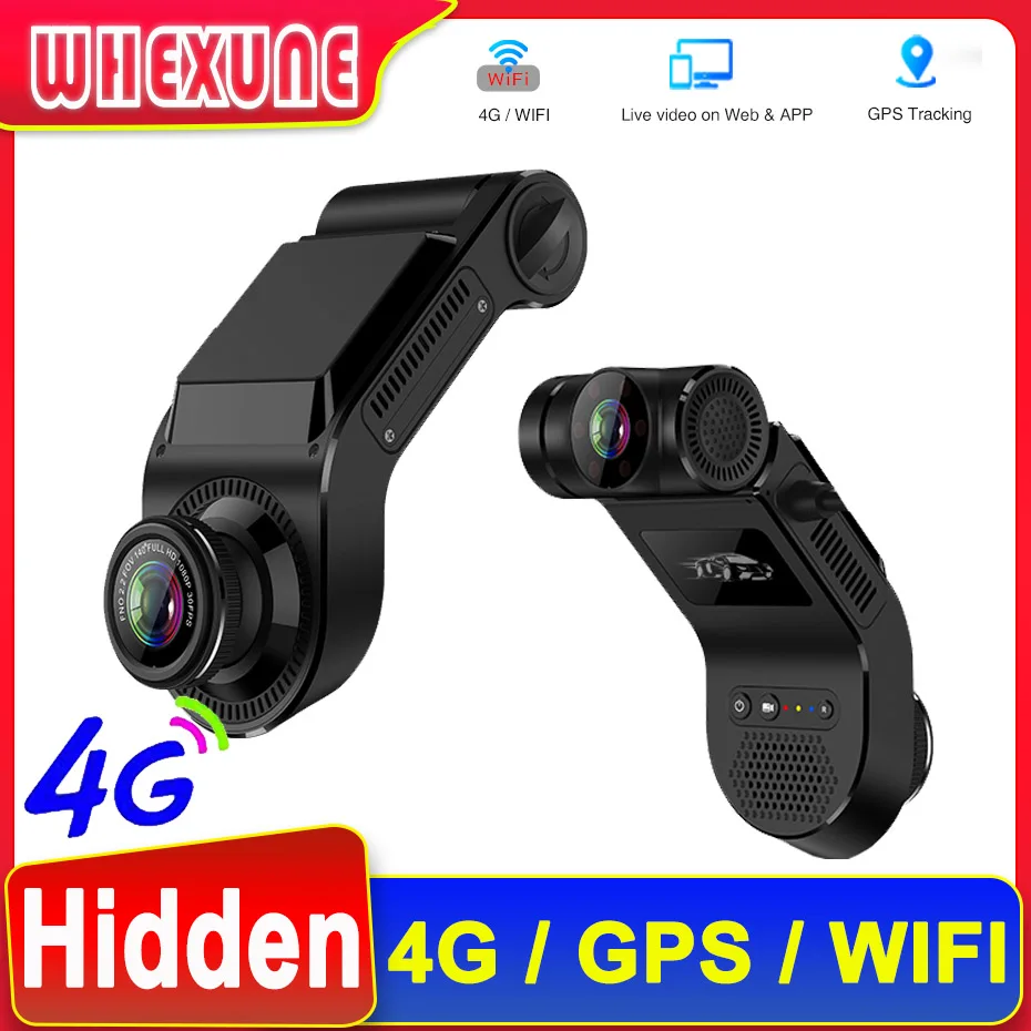 

WHEXUNE 4G Car Video Recorder Surveillance HD 720P Night Vision Front And Rear Dual Recording 24-hour Remote Monitoring Locator