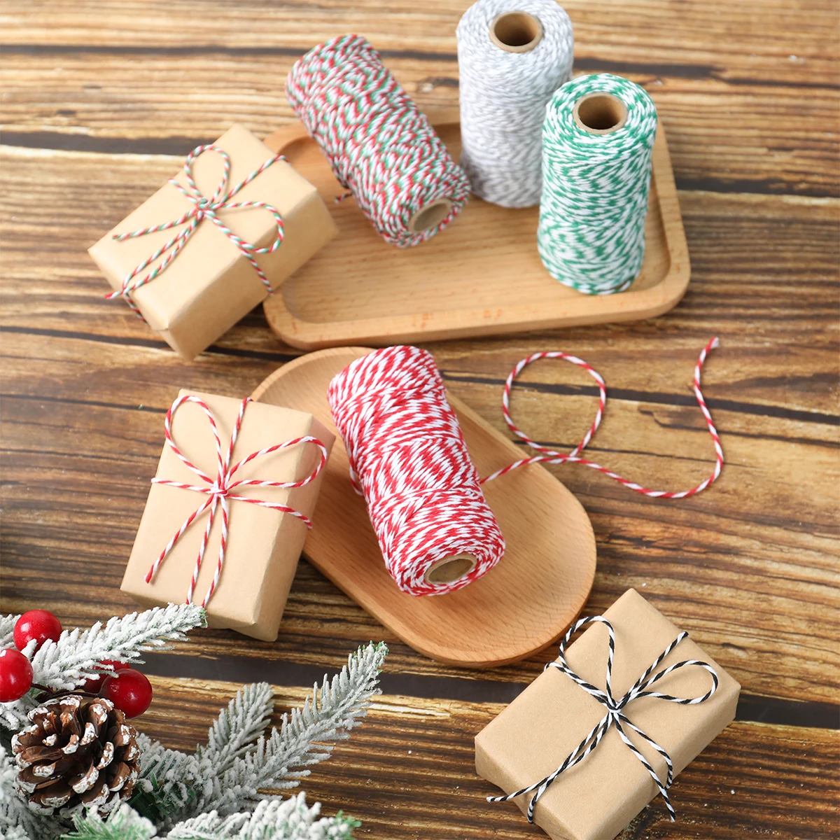 Festive Christmas Twine for Holiday Gift Wrapping & Home Decoration