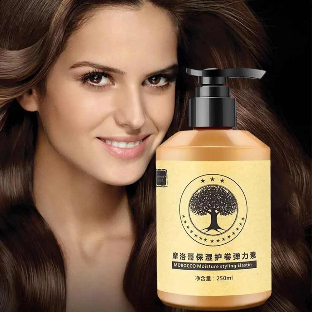 곱슬 머리 엘라스틴 오래 지속되는 스타일링 모로코 볼륨 크림, 곱슬 강화 모이스처라이징, 탄력 강화, 헤어 컬린 D6u4, 250ml 