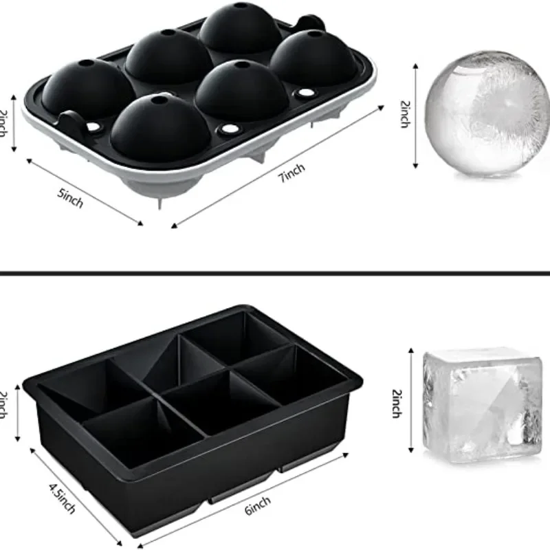 Silicone Spherical Ice Cube Molds - Reusable Ice Cube Maker
