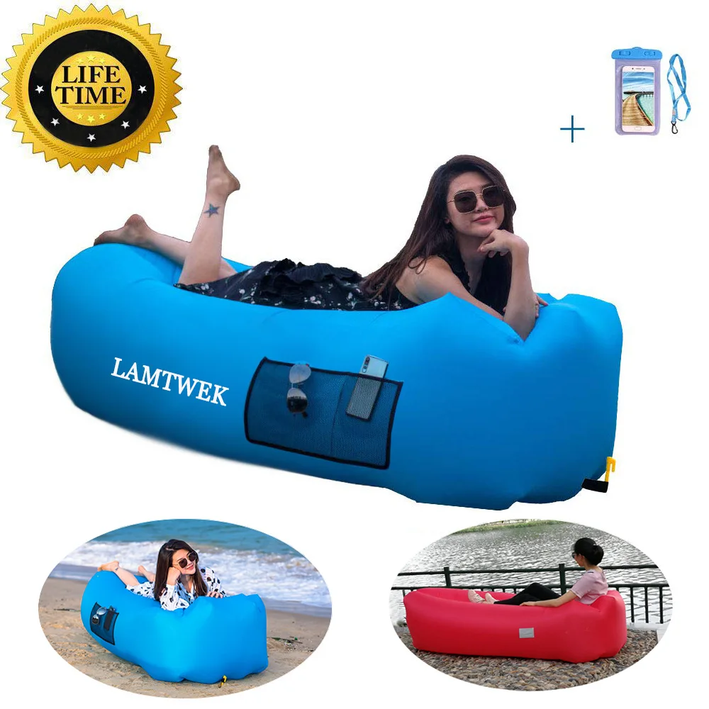 

Inflatable Sofa Lazy Sleeping Bag Polyester Material No Need For An Inflator Travel Portable Suitable For Camping Beach Pool