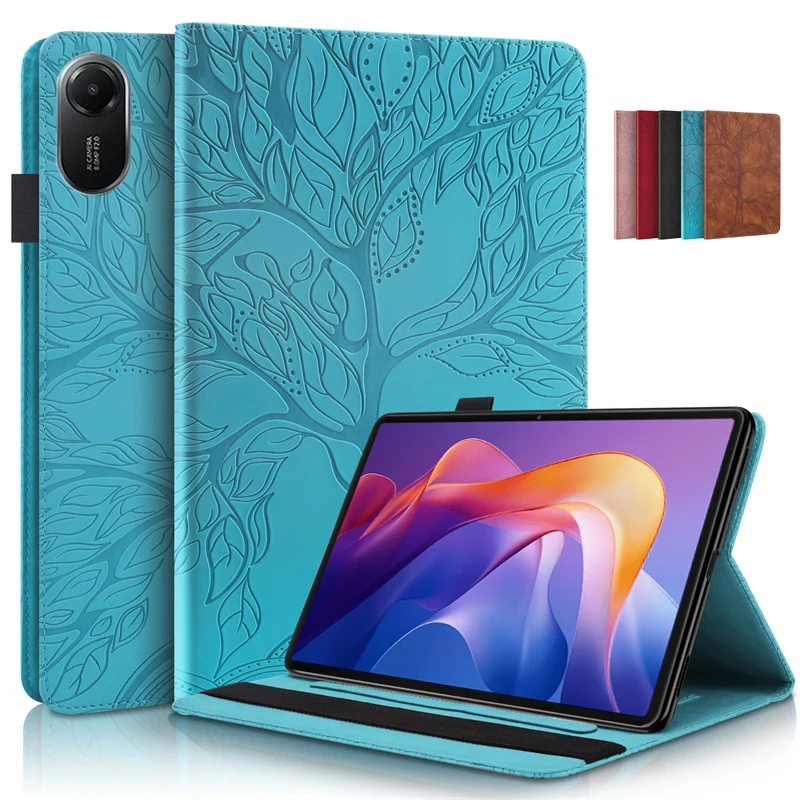 Embossed Tree Flip Wallet Stand Tablet Cover, 11