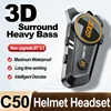 3D Surround Heavy Bass Motorcycle Helmet Headset Stereo Bluetooth Hands Free Call IPX7 Waterproof With Tri-Color Ambient Light
