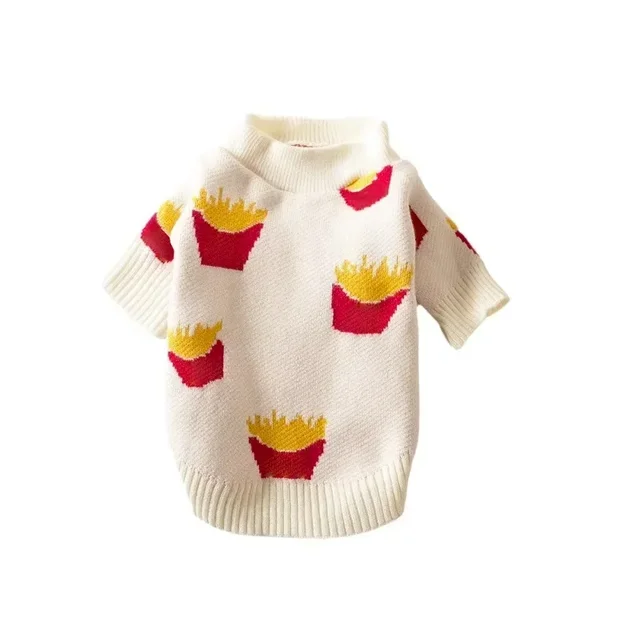 Soft Pet Dog Sweater Cotton Winter Puppy Clothes for Pet Small Dog Clothing French Fries Printed High Quality Design Pet Jacket Soft Pet Dog Sweater Cotton Winter Puppy Clothes for Pet Small Dog Clothing French Fries Printed High Quality Design Pet Jacket