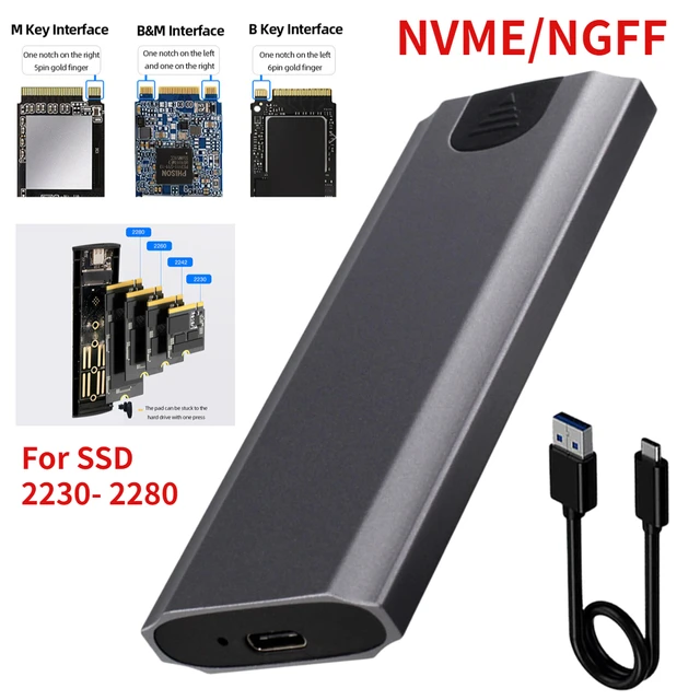 Dual Protocol M2 NVMe/SATA SSD Case 10Gbps HDD Box M.2 NVME NGFF SSD to USB  3.1 Enclosure Type-C to Type-A for M.2 Hard Disk