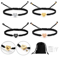 Women Memorial Ashes Bracelet Braided Rope Transparent Heart Mini Urns Ashes Holder Keepsake Jewelry Bangle Length Adjustable 2