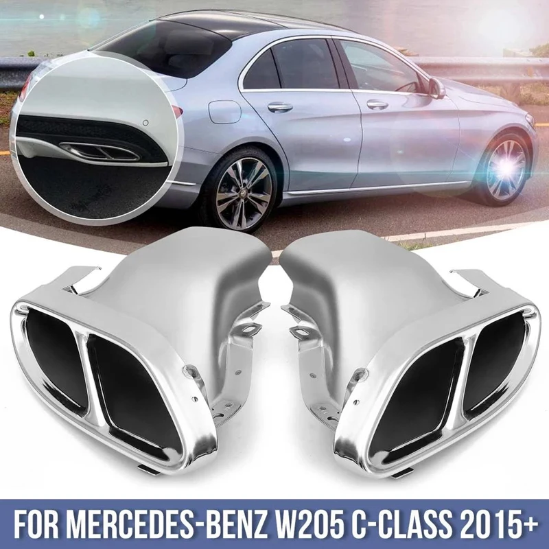 

Пара автомобильных глушителей выхлопной трубы для Mercedes Benz W205 C-Class 2015 + автомобильные аксессуары