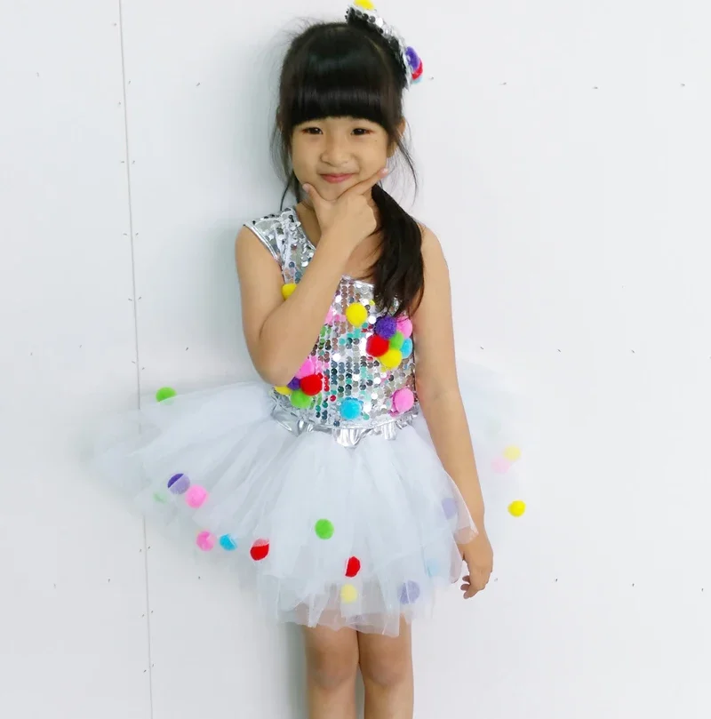 

Children Jazz Dance Costumes Kids Balett Dress Modern Girls Sequin Tutu Ballroom Competition Dresses