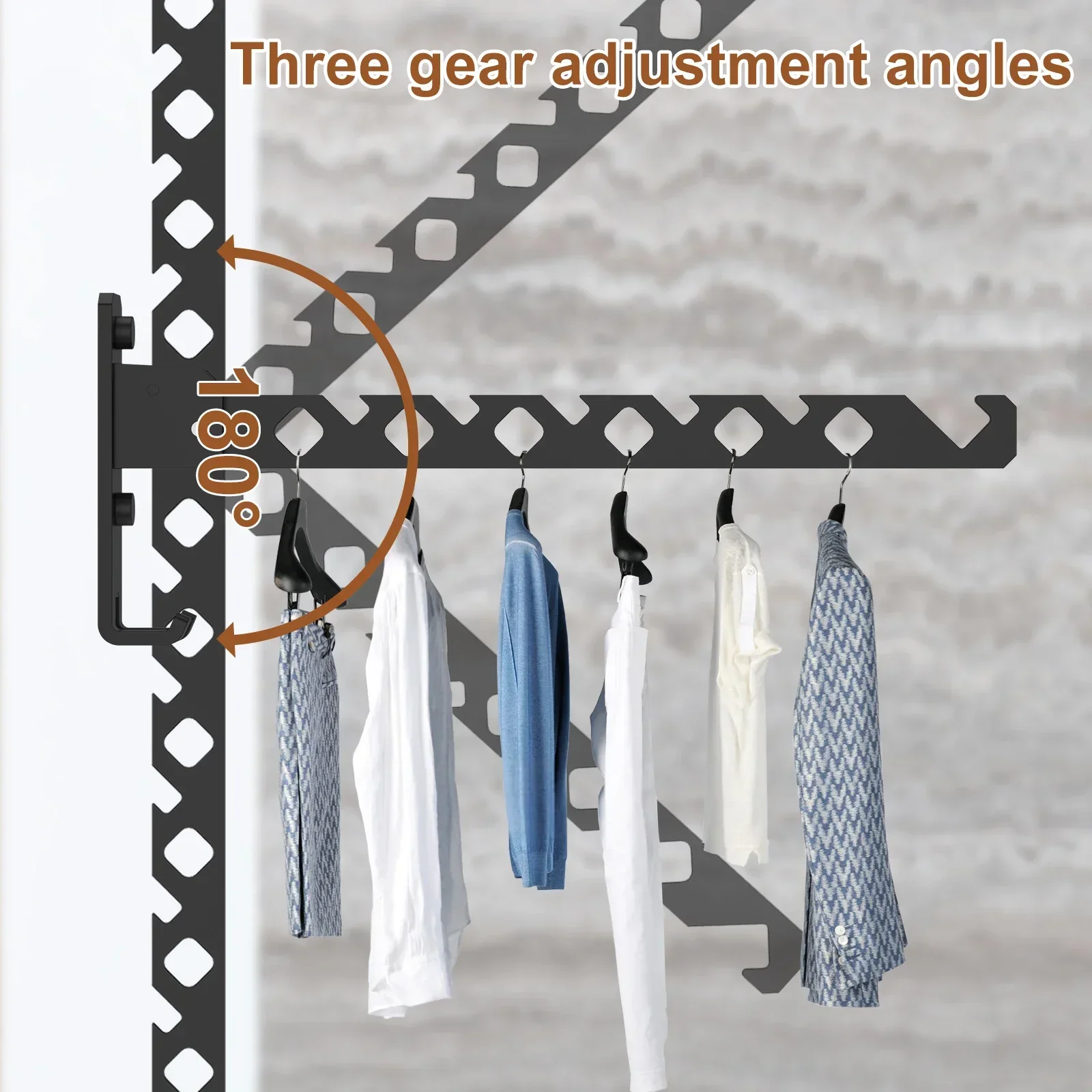 2Pcs Clothes Drying Rack Wall Mounted 180°Foldable Multi-Purpose Clothes Rack Hook Aluminum Alloy Closet Organizer Shelf NEW 3