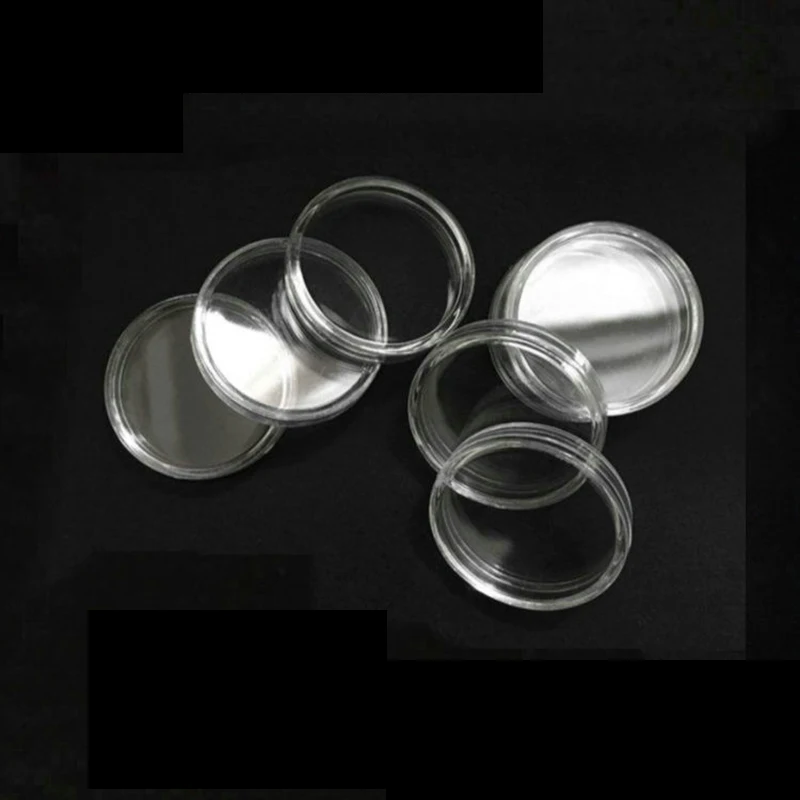 10pcs/lot Coins Storage Capsules Plastic Coin Holder Coin Protection Box Transparent Acrylic Small Circular Box Diameter 21-45mm 2