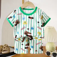 Ensemble de vêtements pour enfants, 2 pièces, T-shirt, costume d'été en coton, Short pour filles, vêtements pour bébés garçons, manches courtes, nouvelle collection 2
