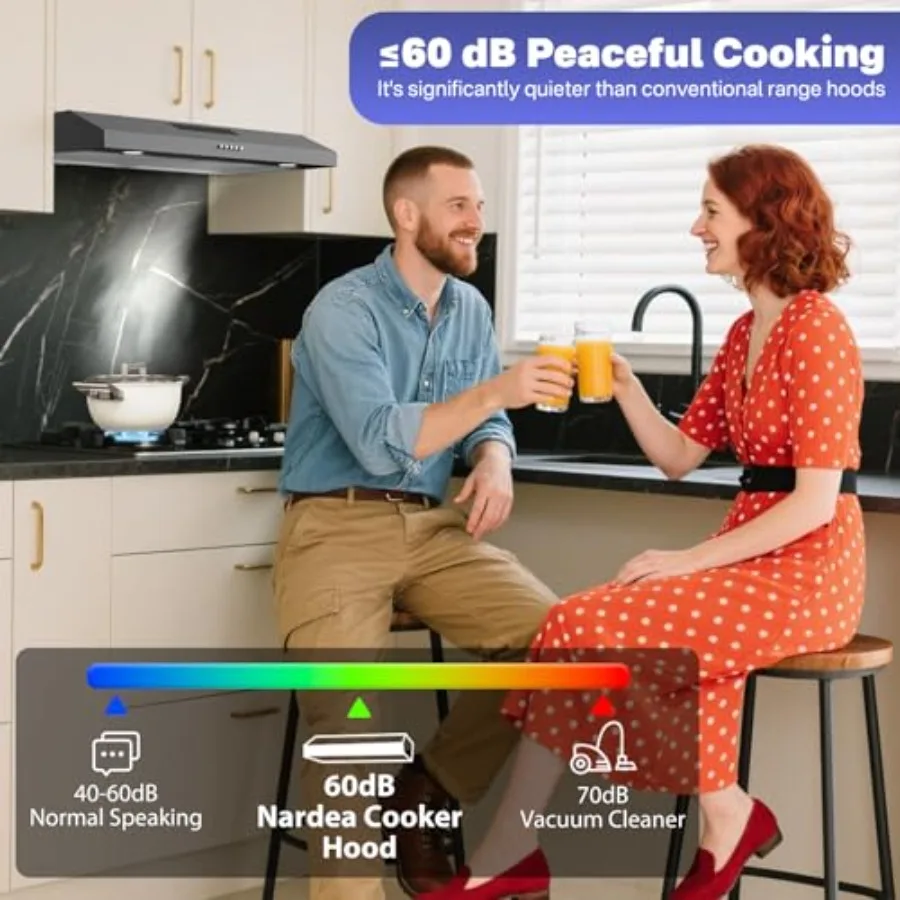 30 Inch Under Cabinet Range Hood for Kitchen Metal Exhaust Fan with Powerful Ventilation System Ideal for Compact Cooking Space