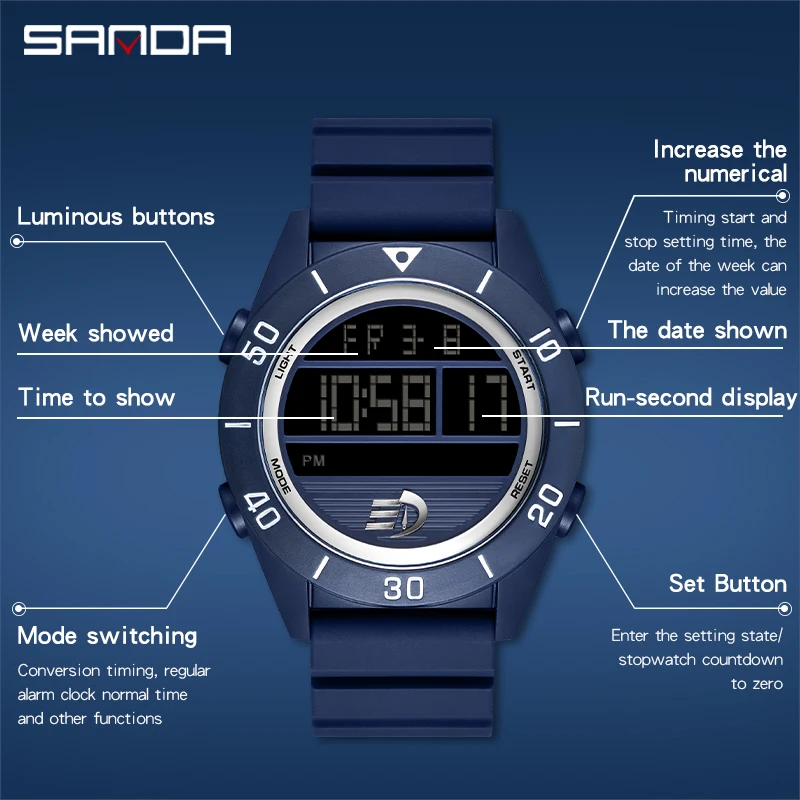 SANDA G Style Digital Watch Men Waterproof Ms Watch Sport Men Watches Boy Girl Electronic relogio masculino Relógio mulher 6085