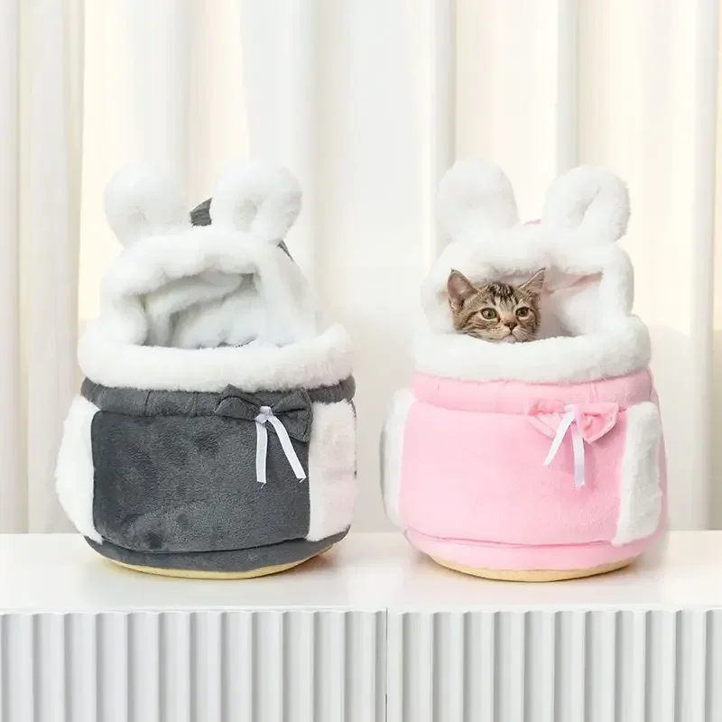 

Pet Carrier Bag Small Cat Dogs Backpack Winter Warm Soft Plush Carring Pets Cage Walking Outdoor Travel Kitten Hanging Chest Bag