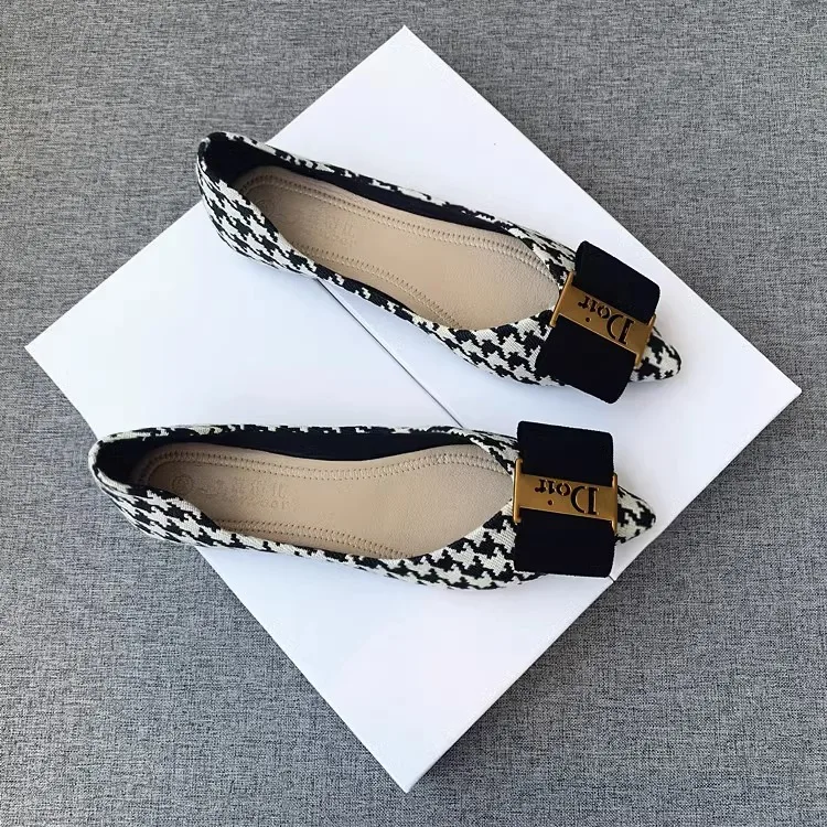 Summer 2024new Fashion Women's Shallow Mouth Casual Female Sneakers Slip-on Flats Bow-Knot Pointed Toe Moccasins Modis Slip
