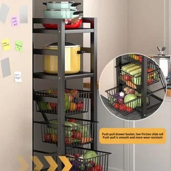 ห้องครัว 360 ° ที่ถอดออกได้เตาอบไมโครเวฟหม้อขาตั้งผักผลไม้แคบชั้นวางของมัลติฟังก์ชั่Organizerตะกร้าชั้น 1