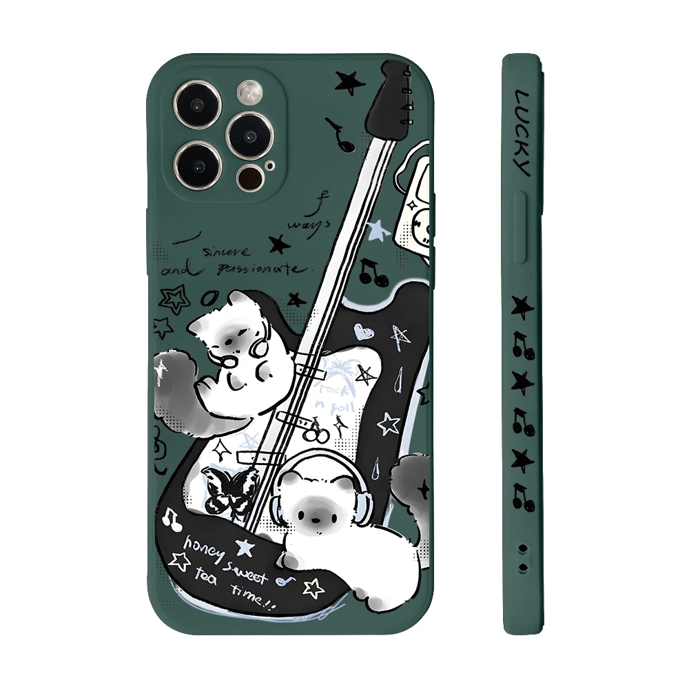 Musical Guitar Dog Design Phone Case - Straight Edge Cover