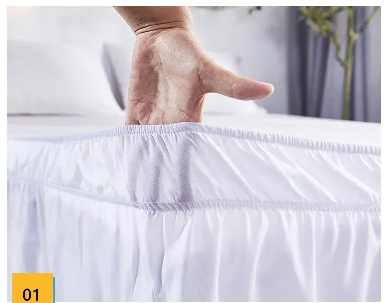 Description Picture 4 of itemElastic Bed Ruffles Bed Skirt Soft Comfortable Wrap Around Fade Resistant Solid Color Bed Skirts Twin Full Queen King Size