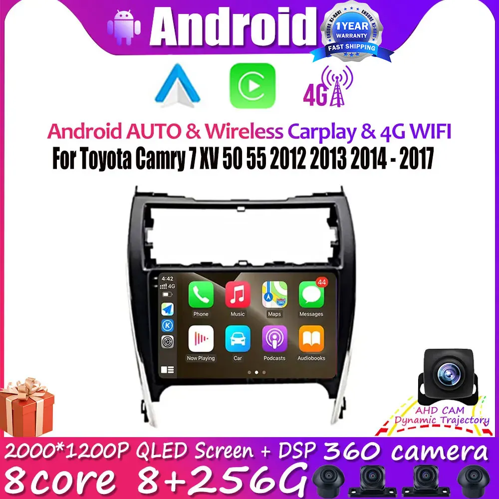 

10.1" Android 14 For Toyota Camry 7 XV 50 55 2012 2013 2014 - 2017 Car Radio Multimedia Player Navi GPS RDS DSP 4G Lte NO 2 Din