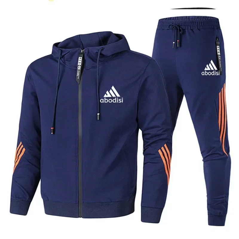 2024 Men's zipper camping baseball hoodie + casual pants 2-piece Spring and autumn jogging fashion fitness sportswear set