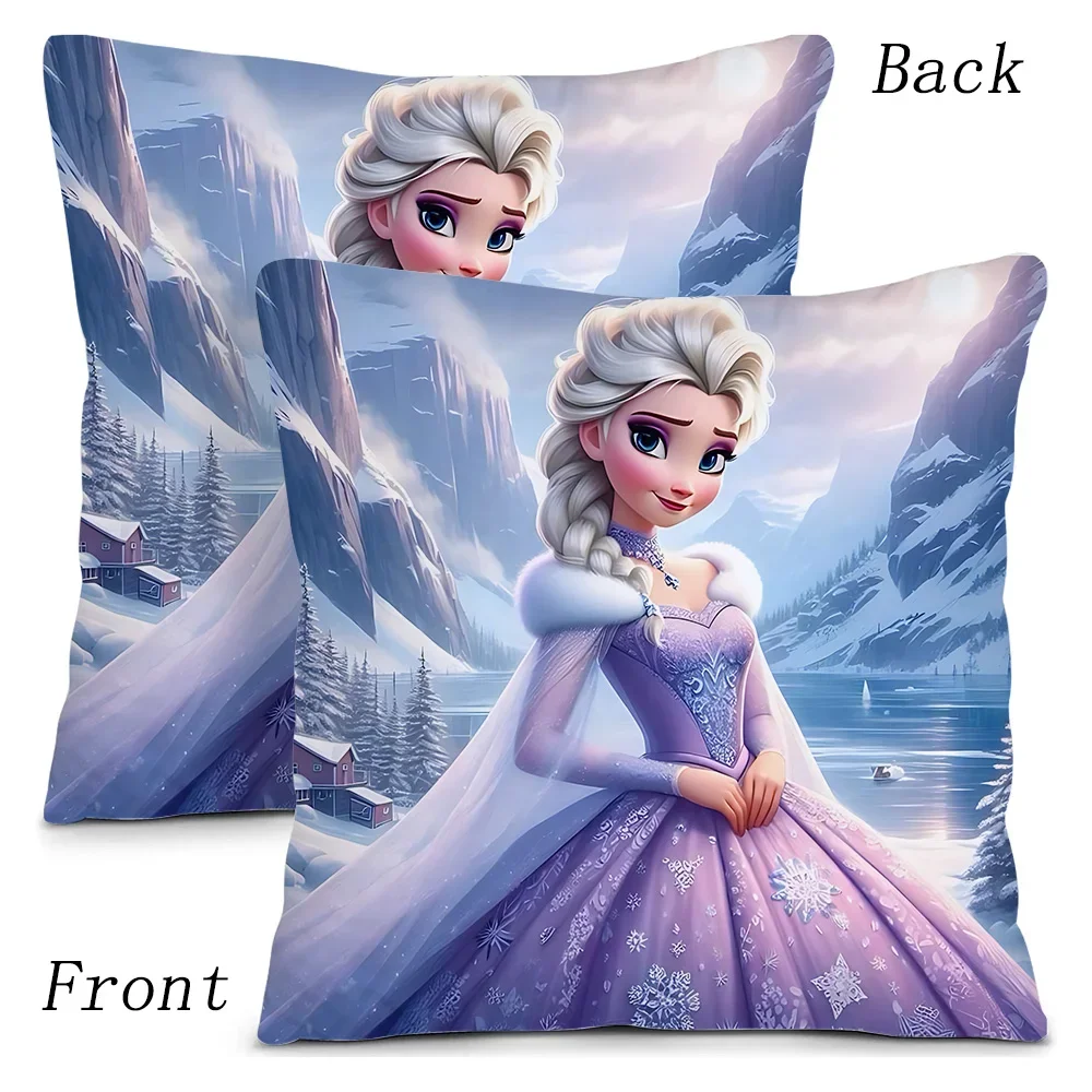 Cartoon Frozen Princess Elsa Pillow Covers Cartoon Sofa Decorative Home Double-sided Printing Short Plush Cute Cushion Cover