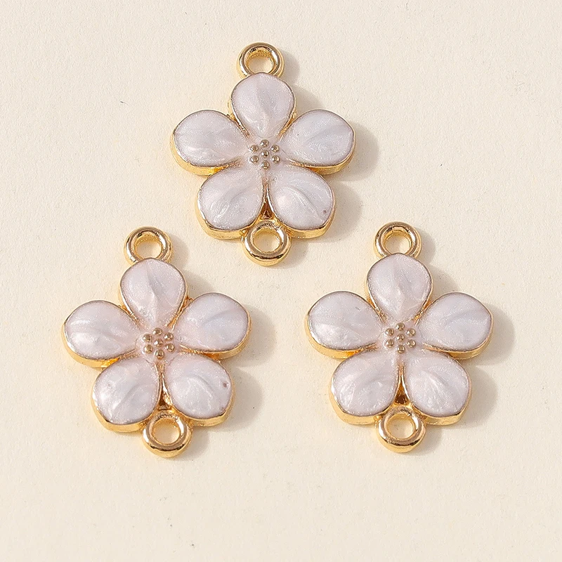 20 Stück 14 x 18 mm niedliche bunte Emaille-Blumen-Charms-Anschlüsse für Schmuckherstellung, Armbänder, Halsketten, DIY, handgefertigtes Bastelzubehör – Detail 8