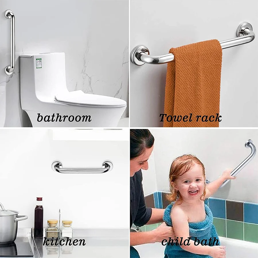 1/2 Piece Bathroom Handrail Safe and Accessible for Disabled and Elderly Non Slip Toilet Handrail Stainless Steel Sturdy bathroom handrail