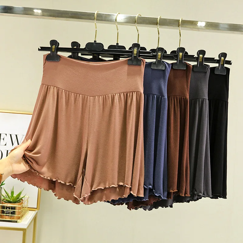 Modal Summer Shorts Sleep Bottoms Women Pure Color Casual Sleepwear Pants 2024 Loose Short Home Wide Leg Pants