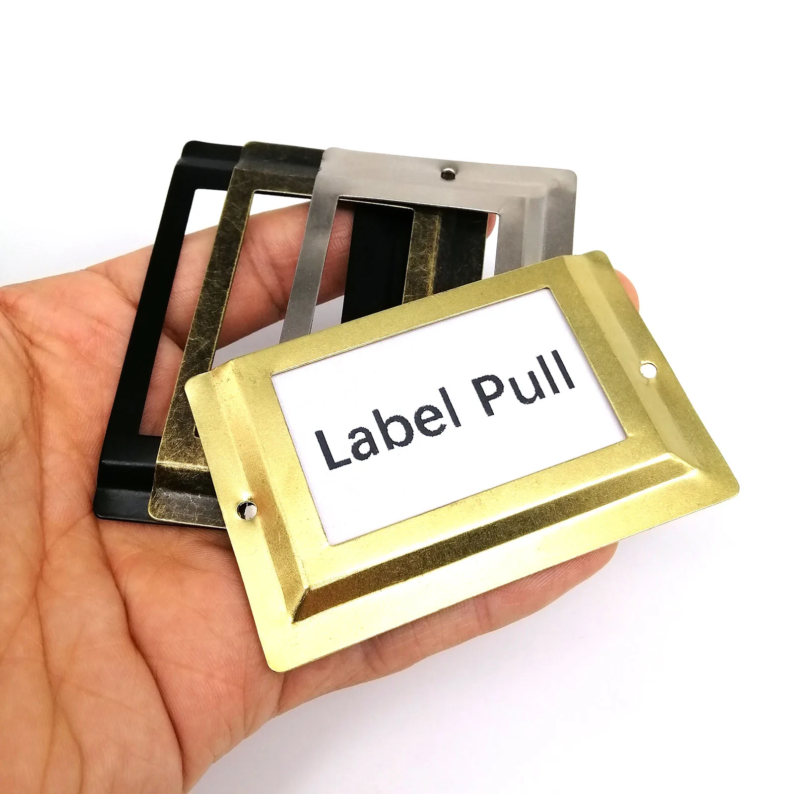 6pcs 52x80mm 대형 철 레이블 당겨 프레임 핸들 파일 이름 카드 홀더 보석 가슴 가구 캐비닛 서랍 나무 상자 케이스