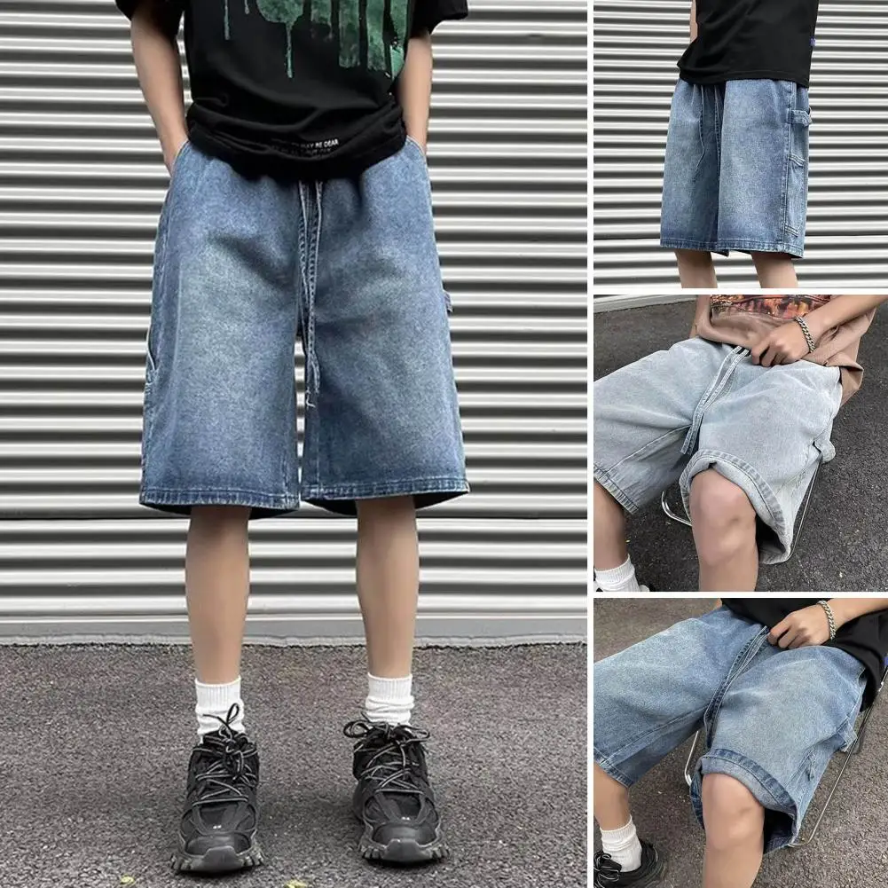 Men's Denim Shorts Jorts Pants Baggy High Blue Streetwear Hip Hop Korean Fashion Kpop Oversize Summer Clothes Vintage Unisex