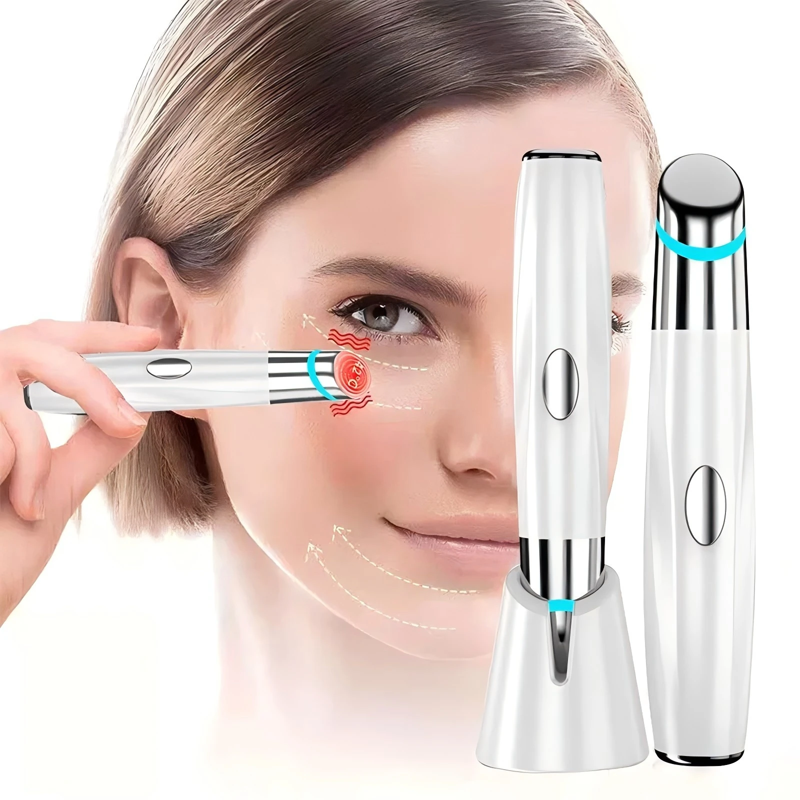 Protable Eye Lift Wand Facial Massager LED Light Eye Beauty Device Skin Care Tool for Relax Dark Circles Bags Puffiness eye massager