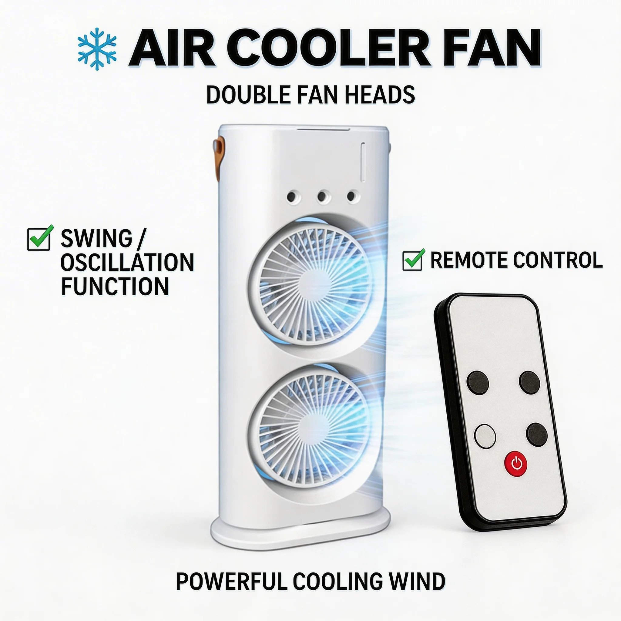 Portable Desk Fan Dual Head Spray Tower Air Cooler 3 Speeds 7 Colors Light Rotatable Air Conditioner Strong Wind High Efficiency 1