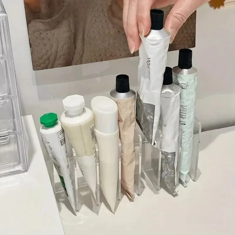 7-Slot Transparent Plastic Cosmetic Organizer Multi-Functional Makeup Holder for Home Office Bathroom Dressing Table Sorting 1