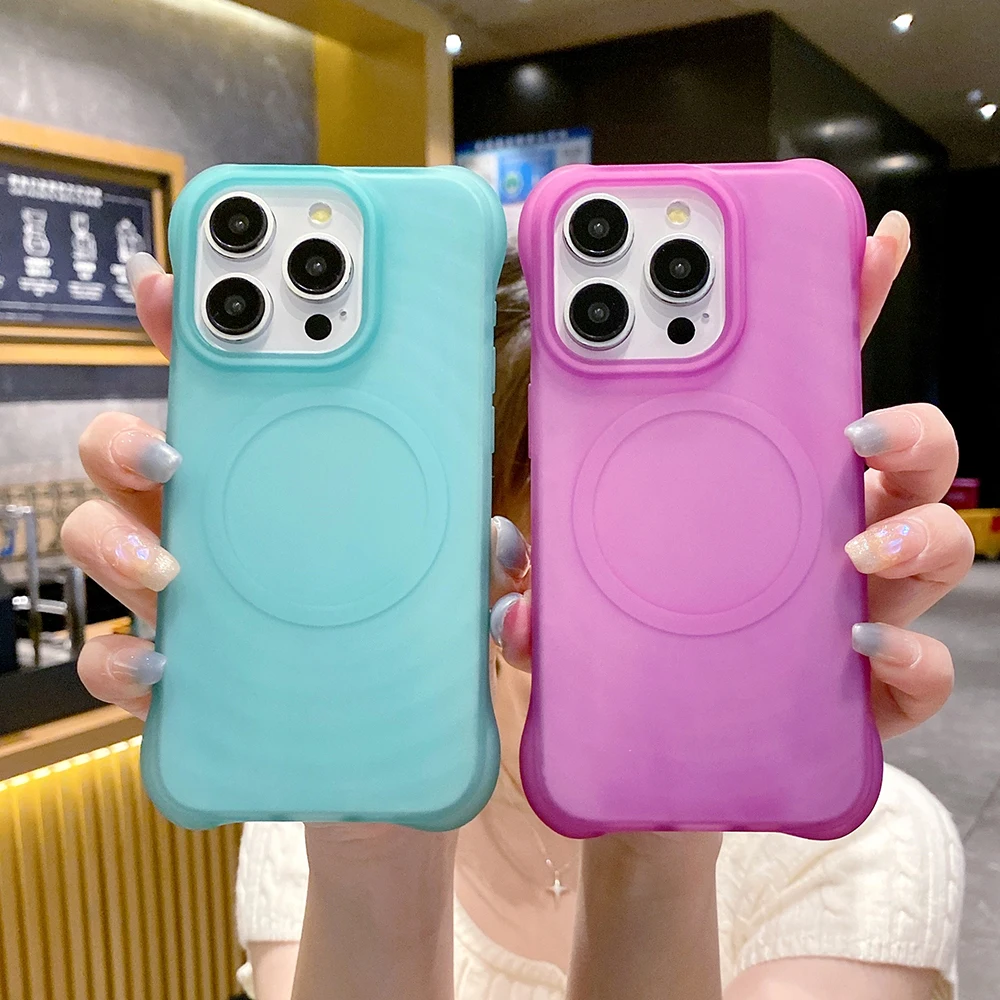 

For Magsafe Magnetic Wireless Charging Phone Case For iPhone 15 14 13 12 11 Pro Max Candy Color Matte Soft TPU Bumper Back Cover