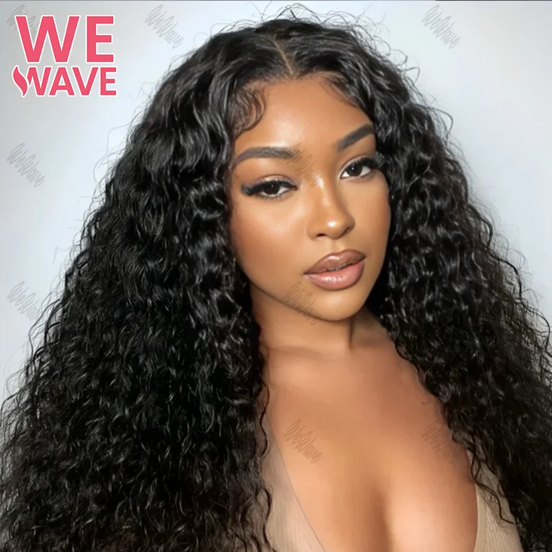 Black curly 13x6 40 inch hd lace frontal wig deep water wave human hair 100% brazilian choice for women cheap on sale clearance