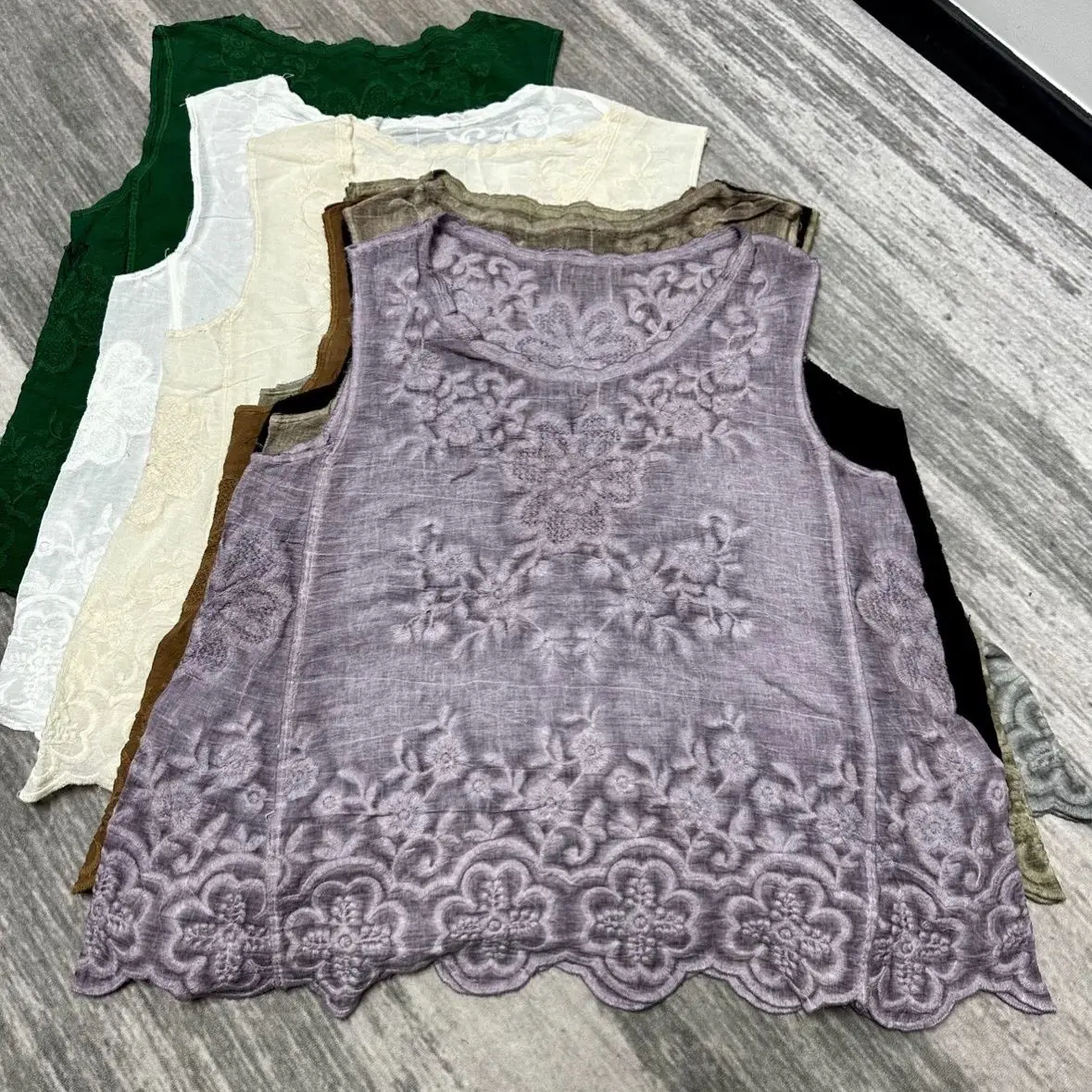 White Embroidery Lace Trim Hollow-Out Halter Tank Top main image 1