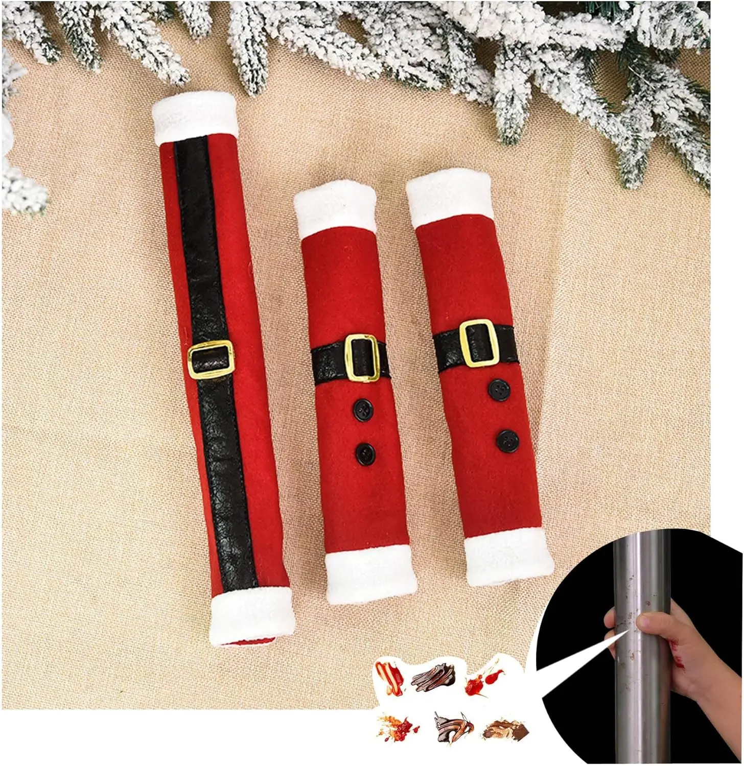Christmas Fridge Handle Covers Set of 3,Fridge Door Handle Cover Kitchen Appliance Covers for Christmas Decorations