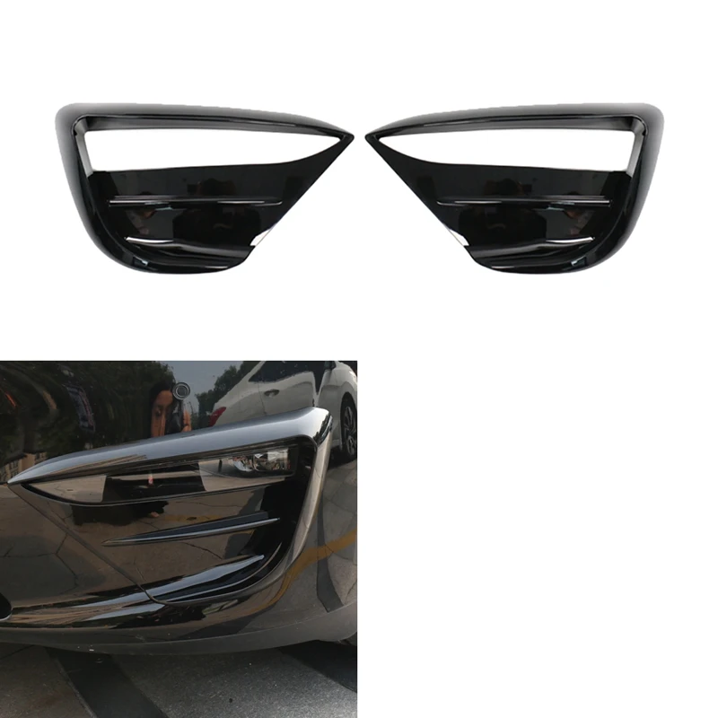 

Car Front Bumper Fog Light Lower Grille Frame Spoiler Splitter Wind Knife For Tesla Model Y