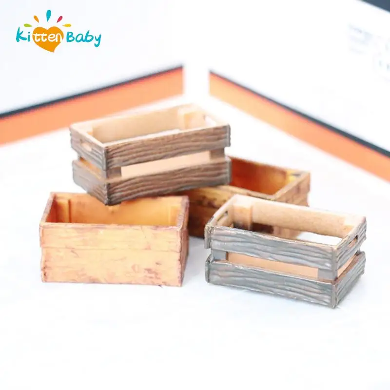 1:12 Dollhouse Miniature Wooden Frame Storage Basket Organizer Box Home Decor Desk Organizer Box Desktop Sundries Collection