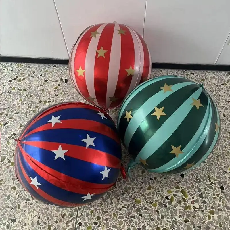 3PCS 22inch Striped Star Aluminum Film Balloon, 2026 Home Decoration Balloons , KTV Mall School Wedding Decor Balloons